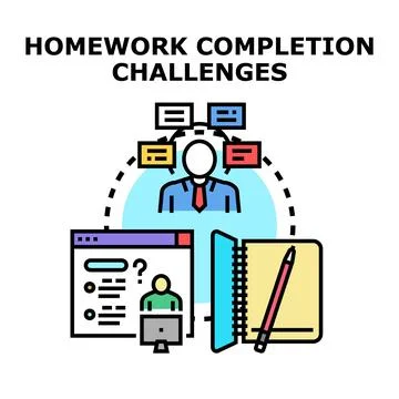 Homework completion challenges, tasks and online learning Stockillustratie