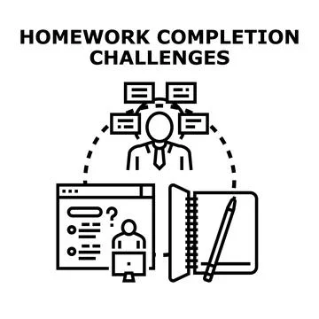 Homework completion challenges, tasks and online learning Stockillustratie