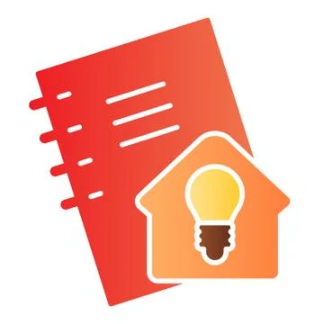 Homework flat icon. Notebook for self studying, pocketbook with home idea sign Stock Illustration