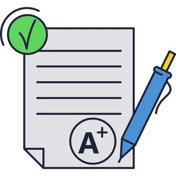 Homework icon check list form, exam task vector Stock Illustration