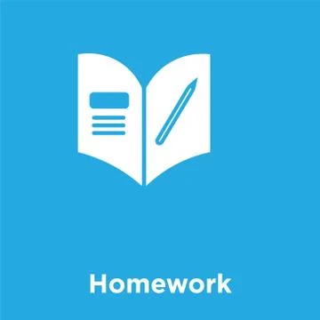 Homework icon isolated on blue background Stock Illustration