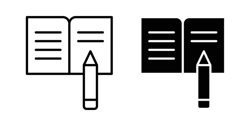 Homework icon linear versions pack on white background Illustrazione stock