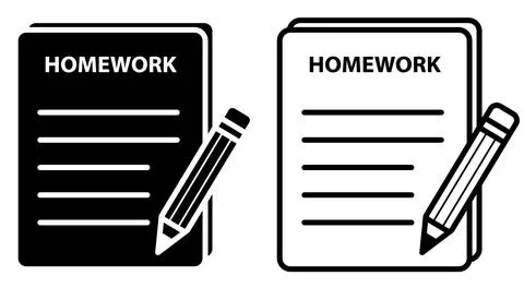 Homework icon.  Simple homework concept. Study symbol. Writing symbol. 스톡 일러스트