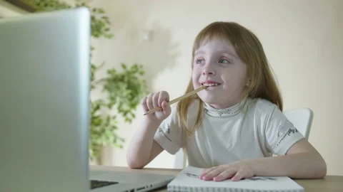Homework With Laptop Computer Stock Footage 219548924