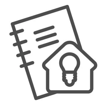Homework line icon. Notebook for self studying, pocketbook with home idea sign Stock Illustration