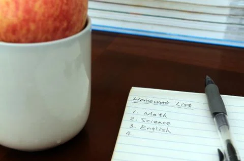 Homework list Stock Photos