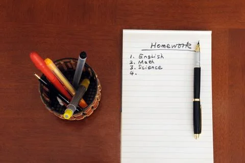 Homework list Stock Photos