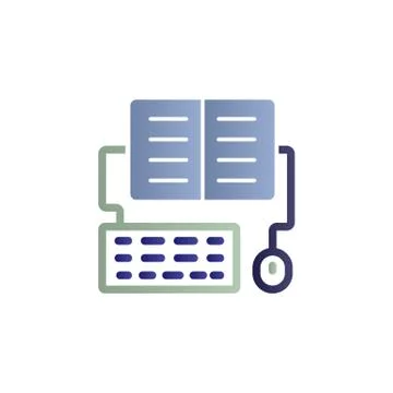 Homework, online training, keyboard, mouse color gradient vector icon Stock Illustration