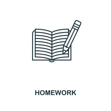 Homework outline icon. Creative design from school icon collection. Premium Stock Illustration