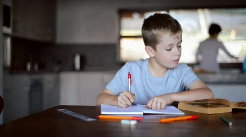 Homework school boy education Video stock 53088363