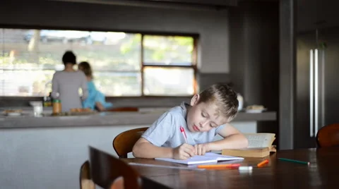 Homework school boy education Video stock 53088582