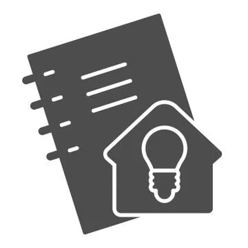 Homework solid icon. Notebook for self studying, pocketbook with home idea sign Illustrazione stock