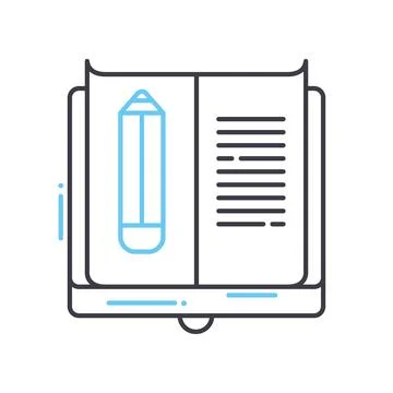 Homework study line icon, outline symbol, vector illustration, concept sign Stock Illustration