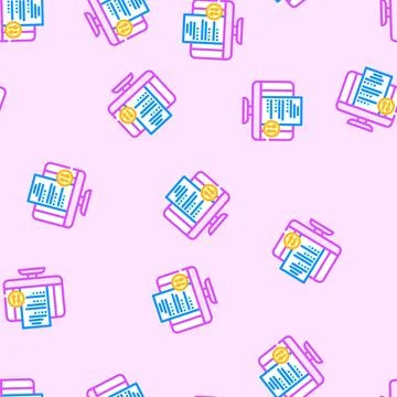 Homework submission online learning platform vector seamless pattern Stock Illustration