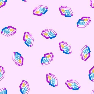 Homework submission online learning platform isometric icon seamless pattern Stock Illustration