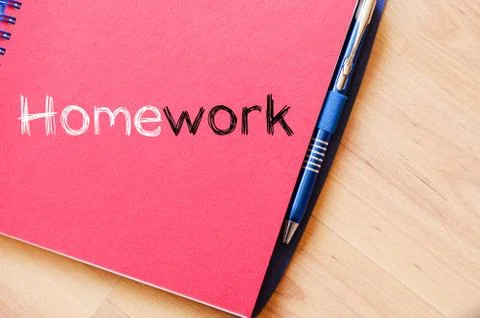 Homework text concept on notebook Stock Photos