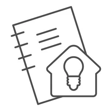 Homework thin line icon. Notebook for self studying, pocketbook with home idea Stock Illustration