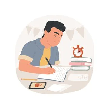 Homework time isolated cartoon vector illustration. Stock Illustration