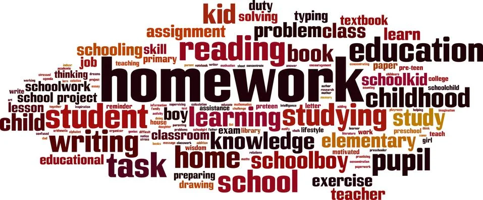 Homework word cloud Stock Illustration