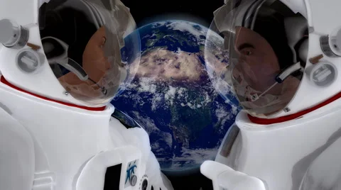 Homeworld.Astronauts talking in space. Video stock 50421580