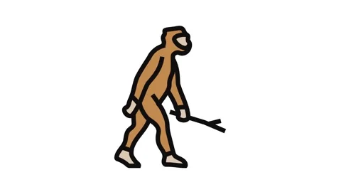 Homo erectus human evolution color icon animation Stock Footage 326097298