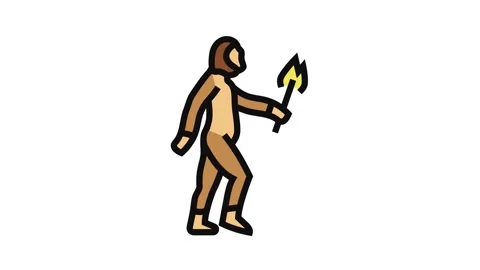 Homo heidelbergensis human evolution color icon animation Stock Footage 326097302