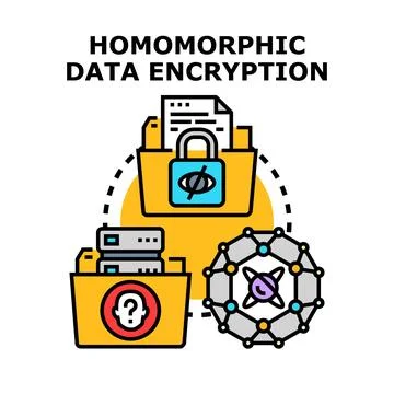 Homomorphic data encryption concept for secure computing and privacy 스톡 일러스트