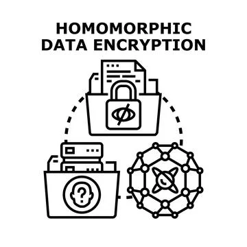 Homomorphic data encryption concept for secure computing and privacy Stock Illustration