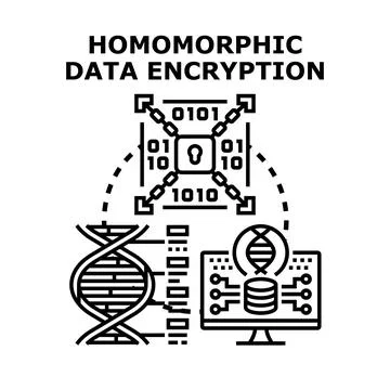 Homomorphic data encryption securing sensitive genetic data Stock Illustration