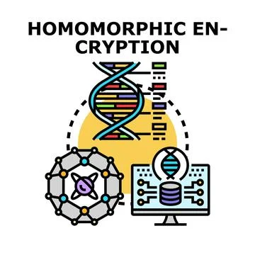 Homomorphic encryption securing data computing information privacy Illustrazione stock