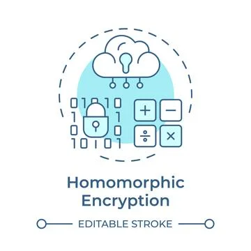 Homomorphic encryption soft blue concept icon 스톡 일러스트