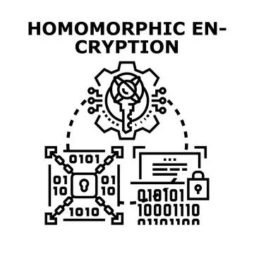Homomorphic encryption vector concept for data security Stock Illustration