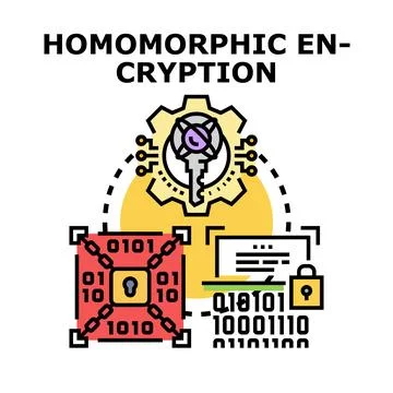 Homomorphic encryption vector concept for data security Stock Illustration
