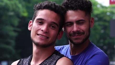 Homosexual Couple Looking at the Camera Stock Footage 84080006