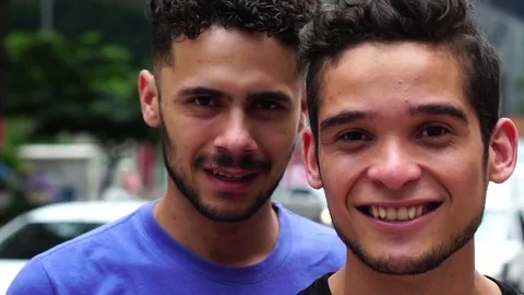 Homosexual Couple Looking at the Camera Stock Footage 84080119