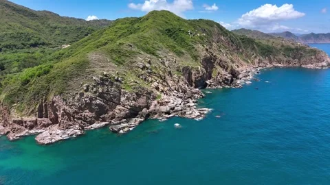 Hon Kho Island Steep Dramatic Cliffs Turquoise Sea Quy Nhon Stock Footage 332846220