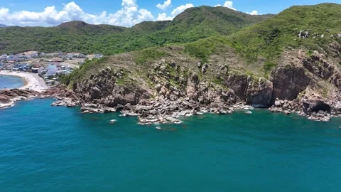 Hon Kho Rocky Cliffs Turquoise Water Jagged Rocks Quy Nhon Stock Footage 332843057