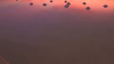 Hon Khoi salt fields ready for salt harvest at sunrise, Vietnam Stock Footage 99212556