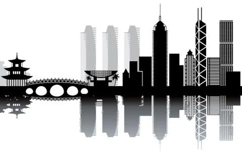Hon kong skyline Stock Illustration