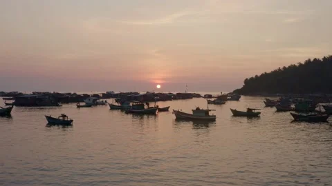 Hon Son Beach Sunset With Boat Video stock 232369630