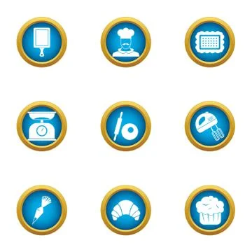 Honcho icons set, flat style Stock Illustration