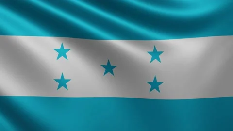Honduran flag in the wind close-up, the national flag of Honduras flutters in 3d Stock Footage 219548647
