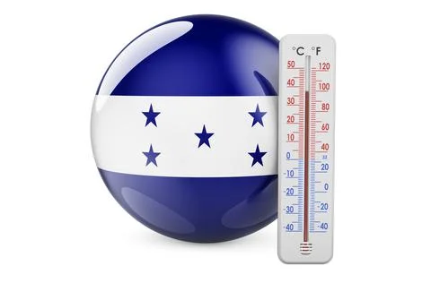 Honduranian flag with thermometer. 3D rendering Stock Illustration