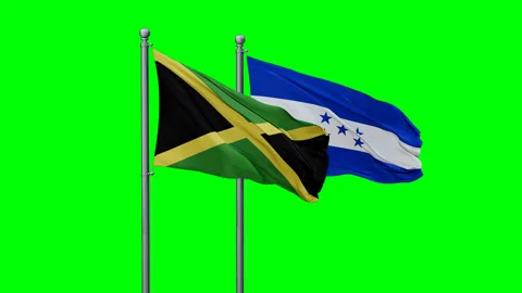 Honduras and Jamaica two flags Stock Footage 294259757
