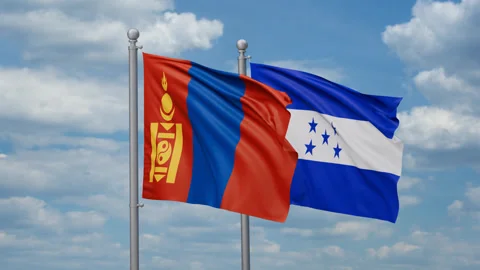 Honduras and Mongolia two flags Stock Footage 271118545