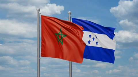 Honduras and Morocco two flags Stock Footage 269327161