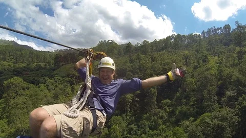 Honduras, Copan, Zip lining zip line canopy tour Stock Footage 125302600