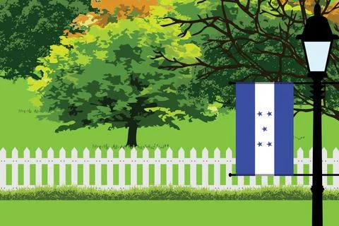 Honduras Day Trees Lamp Vector Illustration Stock Illustration