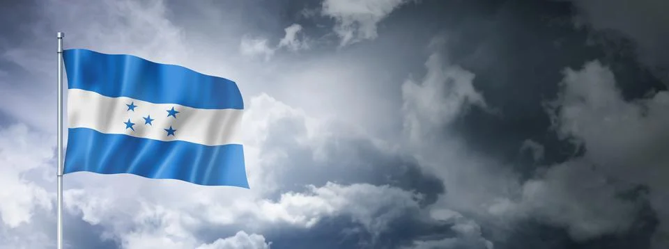 Honduras flag on a cloudy sky Illustrazione stock