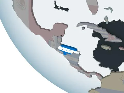 Honduras with flag on globe Stock Illustration